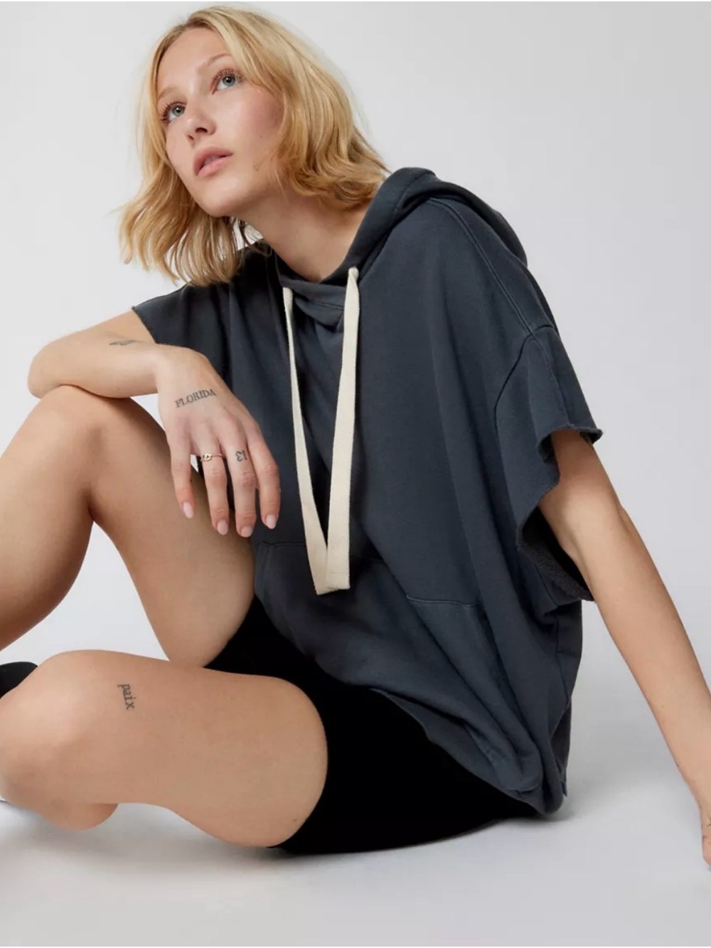 Out From Under Short Sleeve Hoodie Sweatshirt